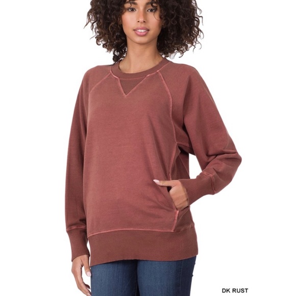 🆕Dark rust mineral wash pullover - Picture 1 of 2